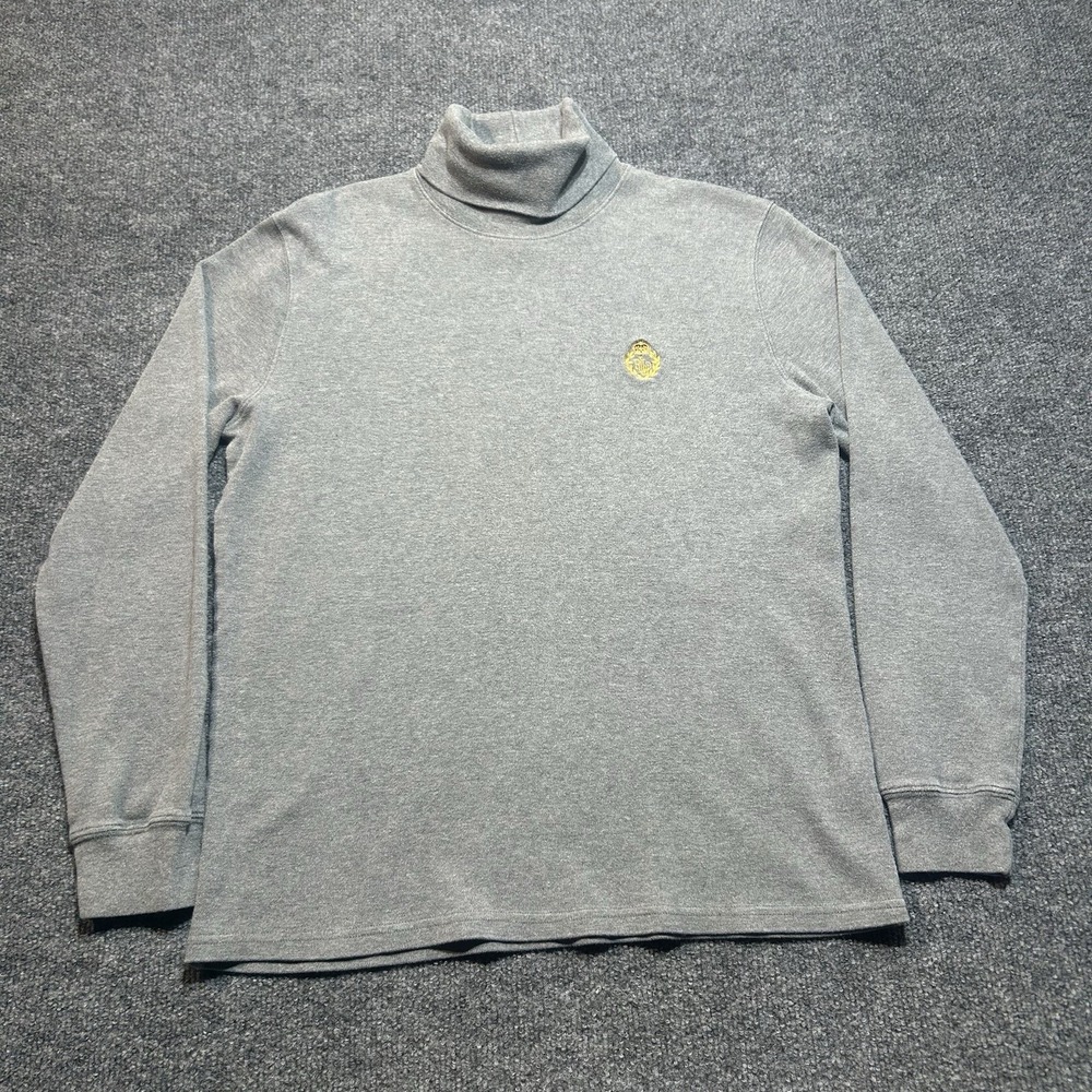 Lauren Ralph Lauren Long Sleeve Turtleneck Womens Medium Gray Crest Y2K Preppy
